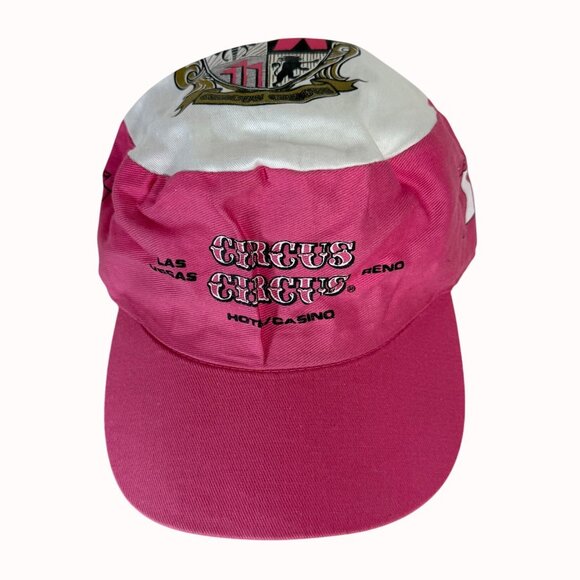 Circus Casino Vegas Painters Cap Snapback VTG Hat Retro 80s Colorblock Pink - Picture 2 of 9